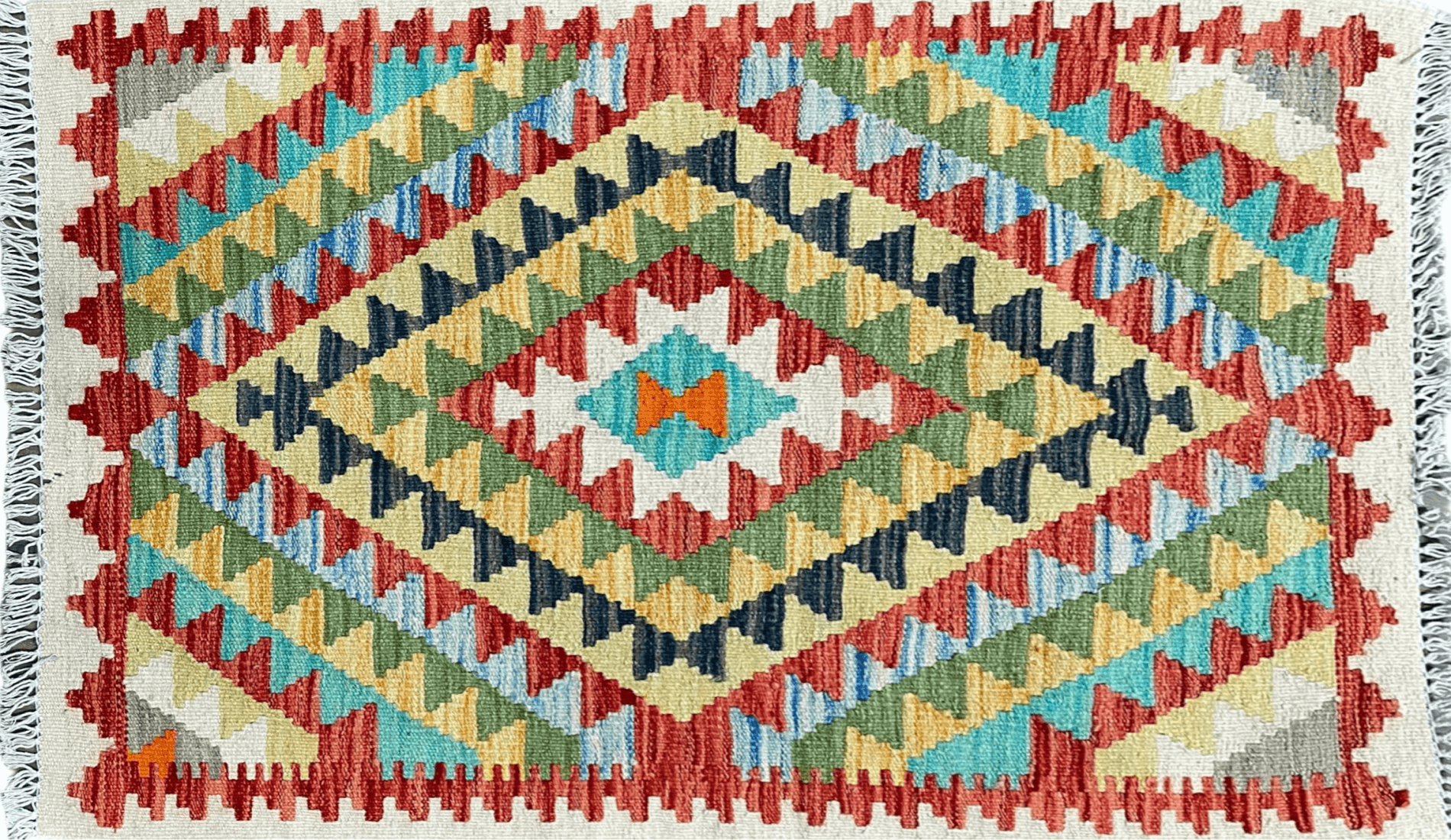 Small Kilim Rug 2x3 Colorful Turkish Kilim Accent Rug New Flatweave Wool Kilim Chobi Kilim Diamond Zigzag Playroom Rug - Nuvé
