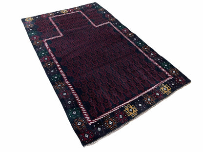 3 X 5 Vintage Handmade Tribal Wool Rug Baluchi Rug Afghan Rug Balouch Rug 3x4.7 - Nuvé