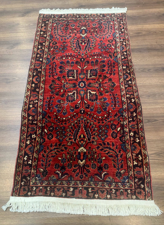 Small Red Persian Sarouk Rug 2.7 x 4.9, Floral, Antique - Nuvé