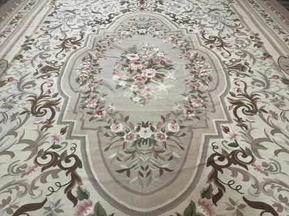 Palace Sized Aubusson Rug 13 x 20, Flatweave Aubusson Weave, Oversized Rug, European French Elegant Design - Nuvé