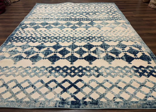 Modern Rug 8x10, Abstract Rug, Oat and Blue, Raised Pattern, Modway Rug Collection - Nuvé