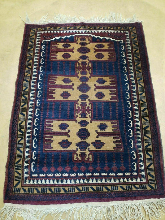 3' X 4' Vintage Handmade Balouchi Balouch Tribal Wool Rug Nice - Nuvé