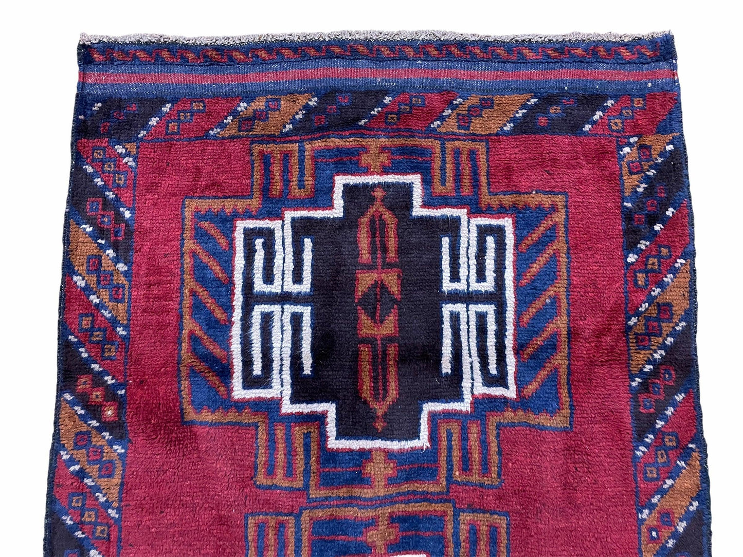 3 X 5 Vintage Handmade Tribal Wool Rug Balouchi Rug Afghan Rug Red Beige Nice - Nuvé