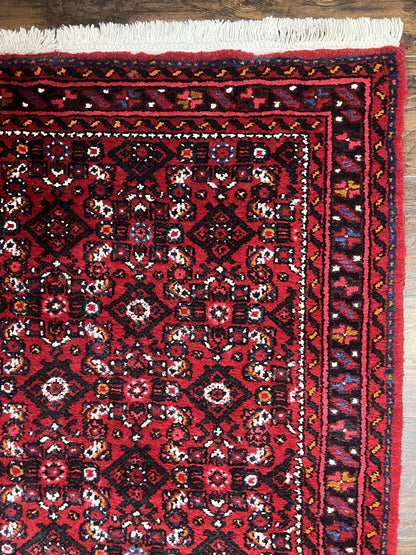 Persian Runner Rug 3 x 16, Wool Handmade Long Antique Hamadan Oriental Rug for Hallway, Red Tribal Rug, Allover Pattern, 3x16 Runner Rug - Nuvé