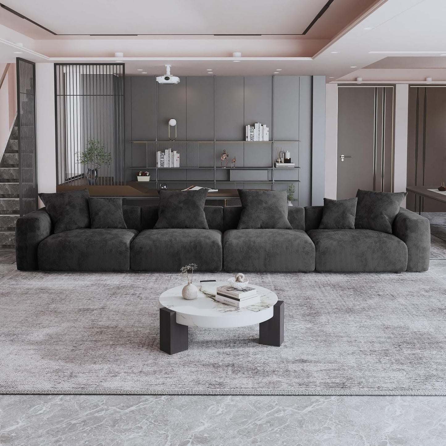 Kanso Corduroy Modular Bouclé Cloud Couch - Black - 4-Seater Sofa - Nuvé