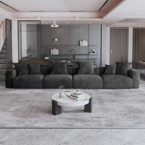 Kanso Corduroy Modular Bouclé Cloud Couch - Black - 4-Seater Sofa - Nuvé
