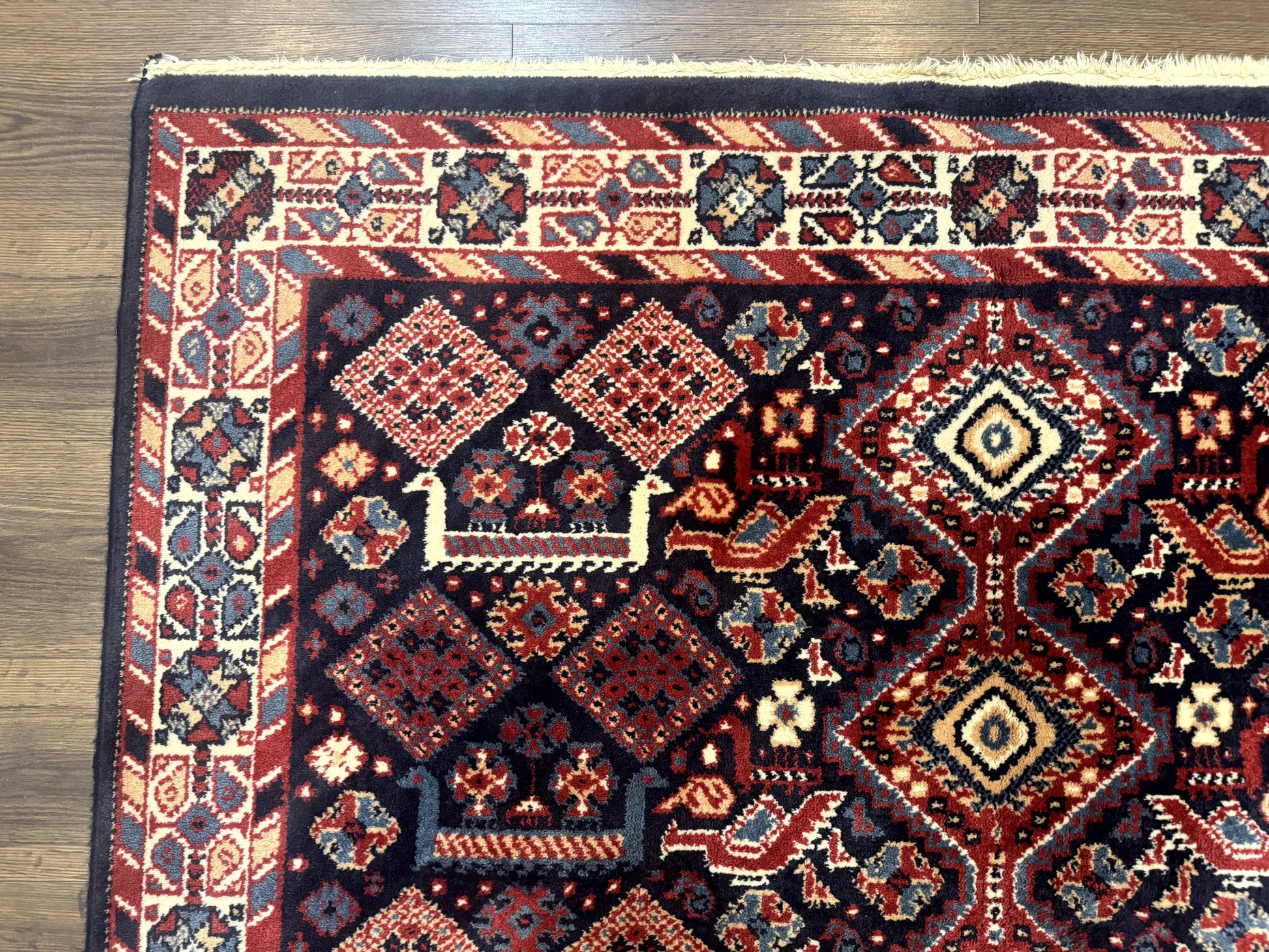 Karastan Rug 5x8, Yuruk Collection #530, Geometric Tribal Wool Pile Vintage Carpet - Nuvé