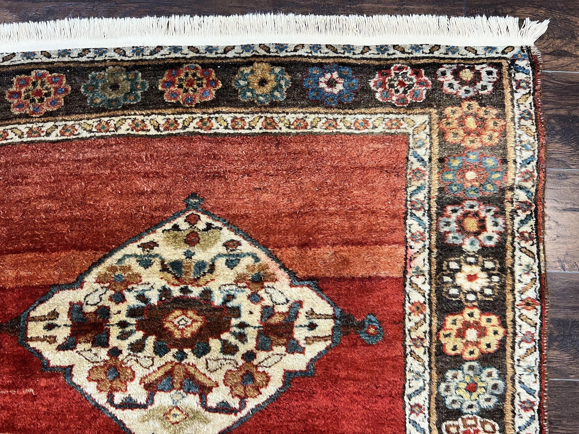 Antique Persian Bidjar Rug 4x8, Triple Medallions, Handmade Oriental Carpet, 1920s Rug, Wool Rug, Red - Nuvé
