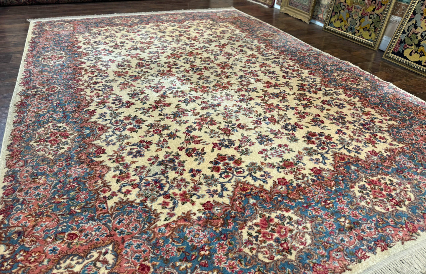 Karastan Rug 8.8 x 12 Ivory Kirman #788, Original 700 Series, Wool Karastan Carpet, Karastan Area Rug, Vintage Karastan, Living Room Rug - Nuvé