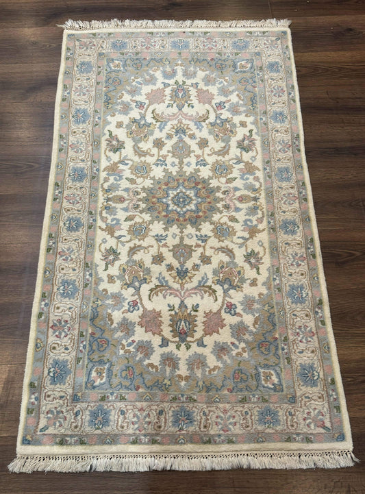 Indo Persian Rug 3x5, Wool, Vintage, Floral Medallion, Light Colors - Nuvé