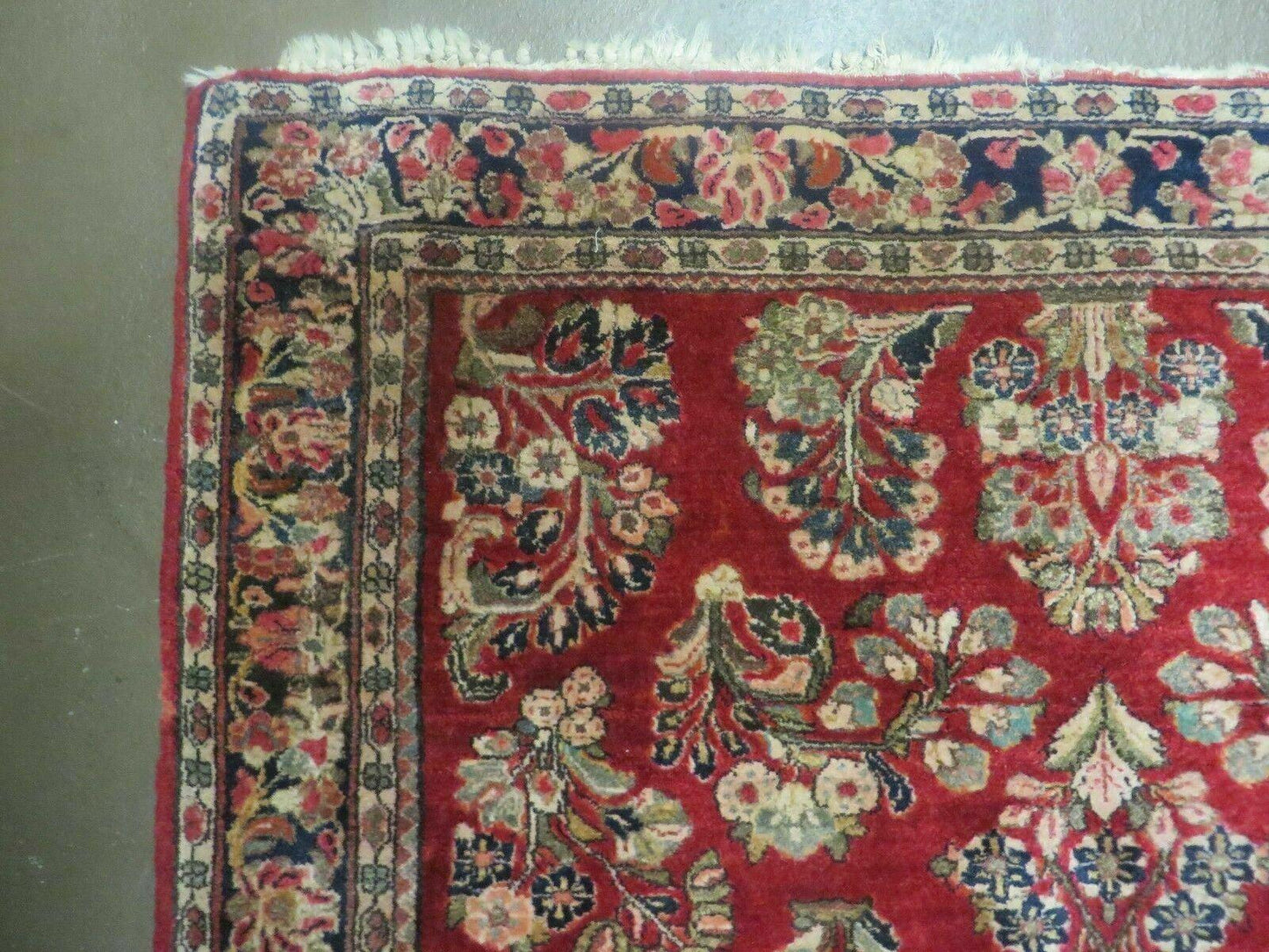 Red Persian Sarouk Rug 3x5, Antique Persian Carpet 1920s, Hand Knotted, Floral, Wool, Oriental Rug, Handmade Rug - Nuvé