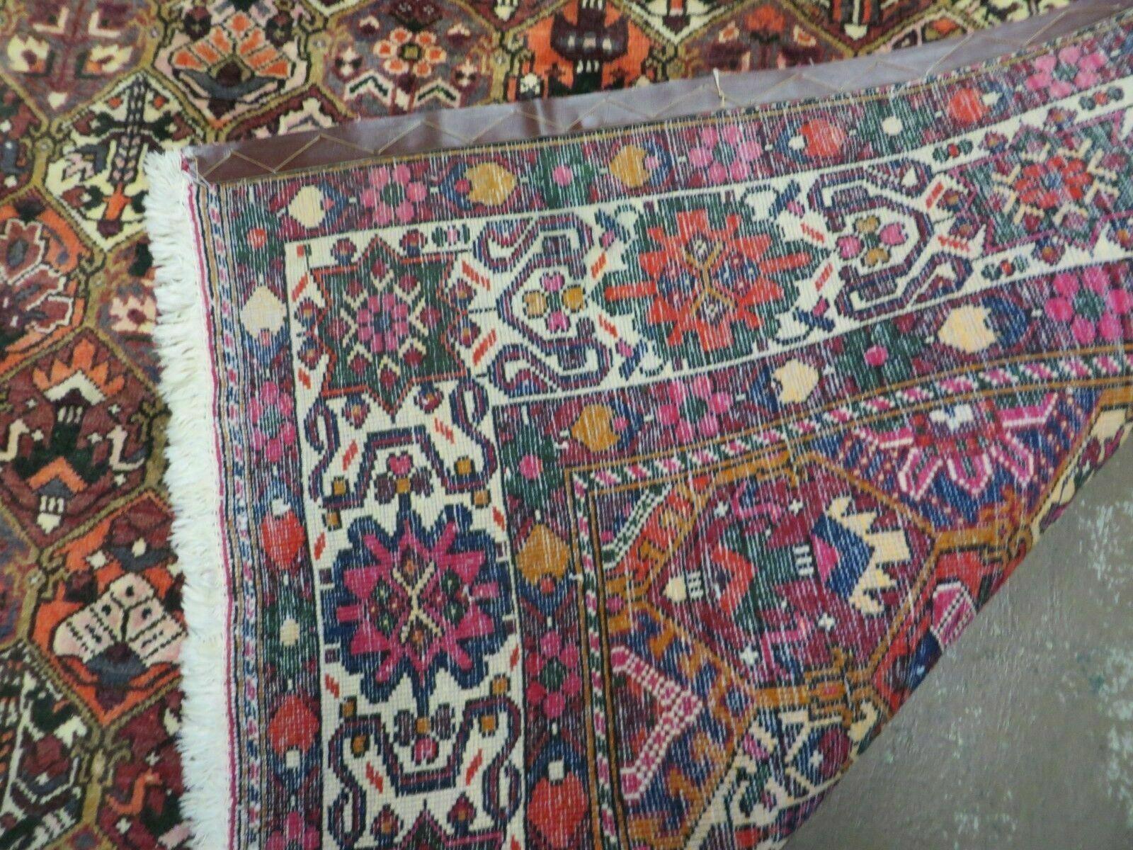 Antique Persian Bakhtiari Rug 7x10 - Multicolor Repeated Panel Design - Vegetable Dyed Rug - Hand Knotted Wool Room Sized Oriental Carpet 7 x 10 Rug - Nuvé
