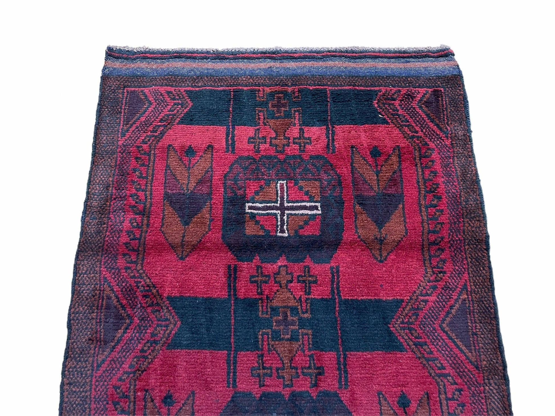2' 10" X 4'6" Vintage Handmade Tribal Wool Rug Balouchi Rug Afghan Rug Red Black - Nuvé