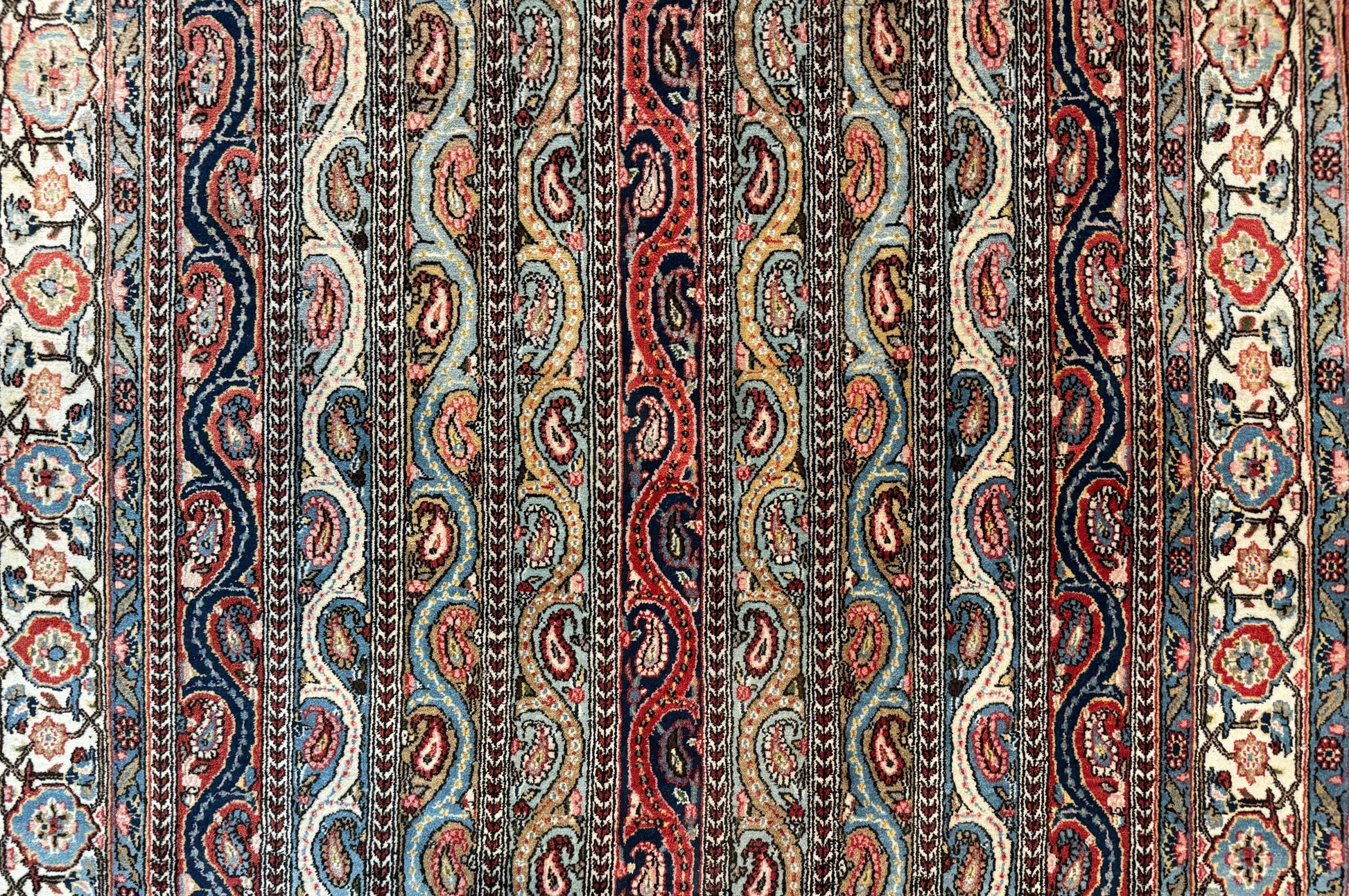 Persian Qum Rug 4x7, Striped Paisley Boteh Design - Nuvé
