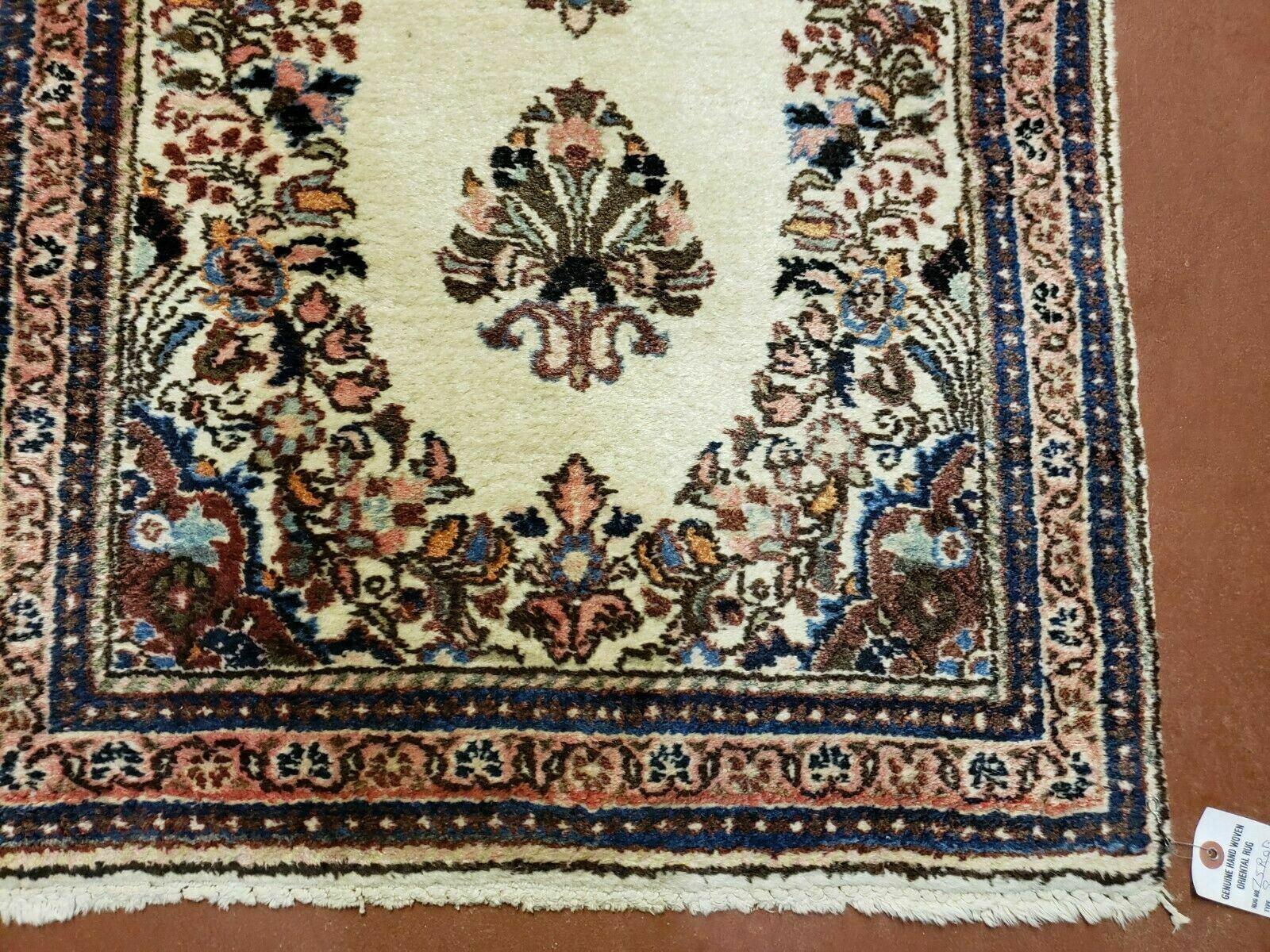 2' 7" X 4' Vintage Handmade Indian Medallion Wool Floral Beige Rug - Nuvé