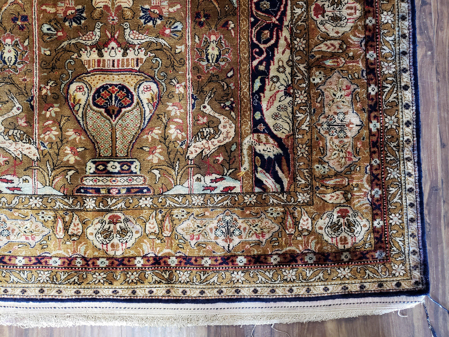 Semi Antique Persian Qum Silk Prayer Rug, Silk, Hand-Knotted, 3'6" x 5' - Nuvé