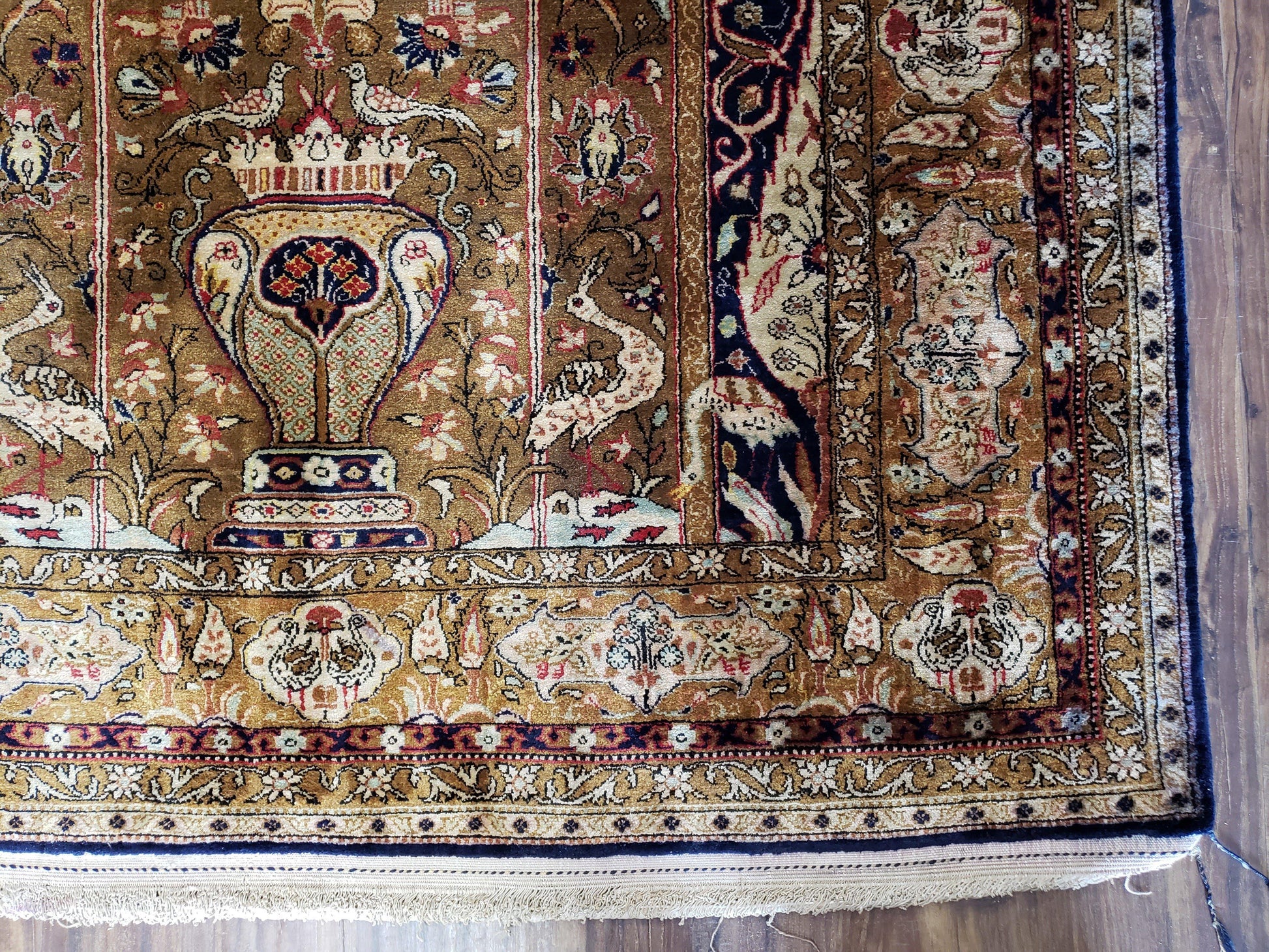 Semi Antique Persian Qum Silk Prayer Rug, Silk, Hand-Knotted, 3'6" x 5' - Nuvé