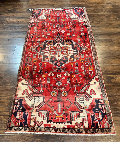 Antique Persian Tribal Rug 4 x 8, Geometric Medallion, Boho Rug, Wool Handmade Rug, Red 4x8 Rug, Persian Hamadan Rug - Nuvé