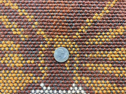 Rya Shag Rug 2x4, Rabbit in Top Hat, Wool, Orange, Vintage 1960s Danish Shag Rug - Nuvé
