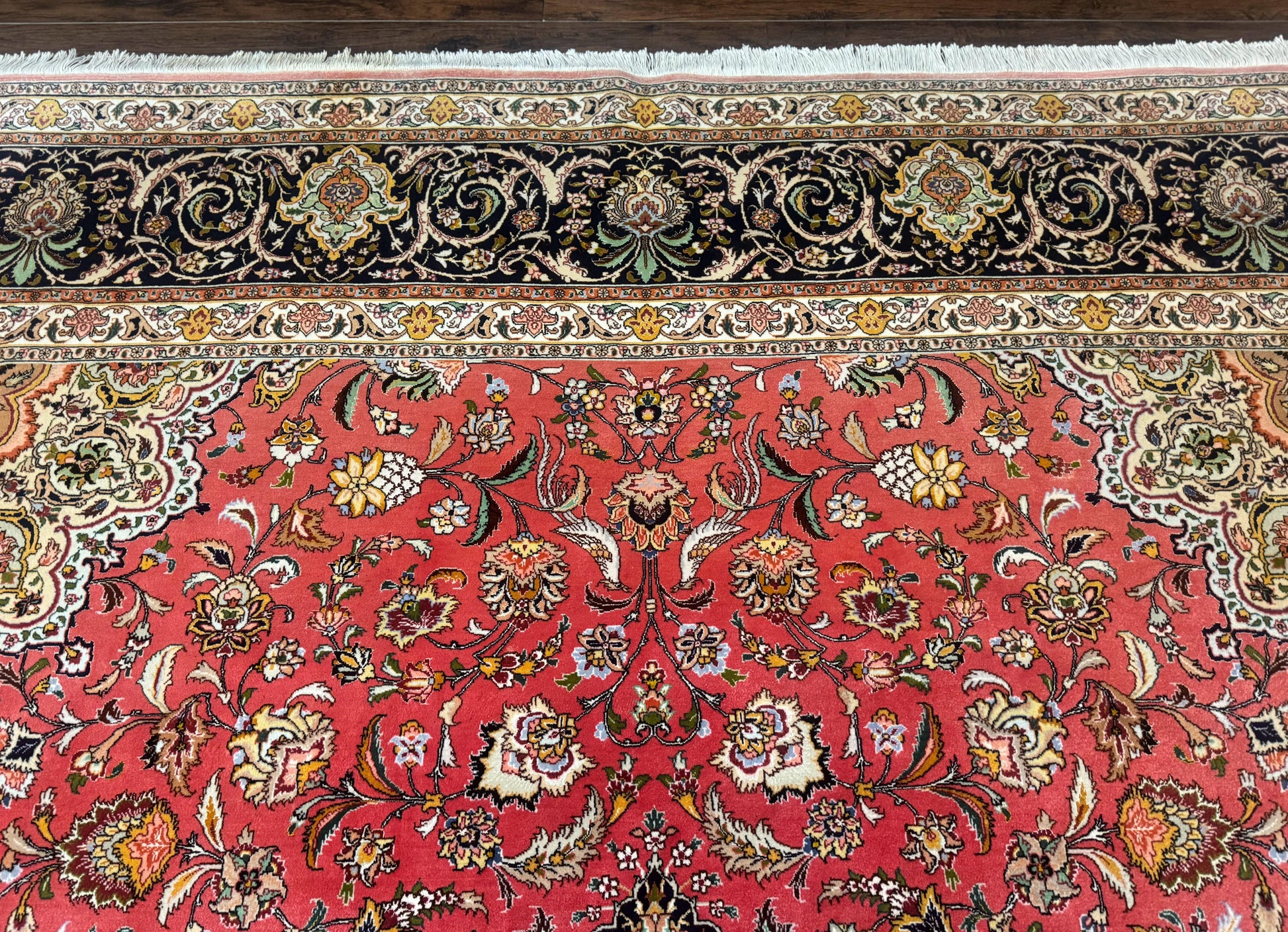 Persian Tabriz Rug 10x13 – Floral Medallion & Birds, Wool & Silk, 330 KPSI - Nuvé