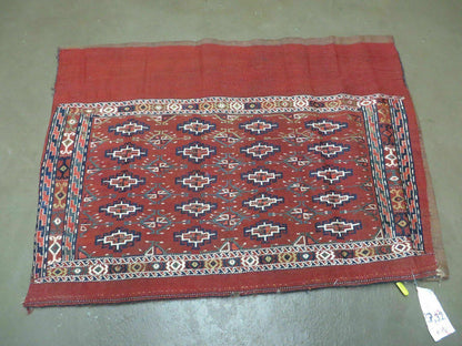 45" X 32" Antique Handmade Bokhara Turkoman Yomud Chuval Wool Rug Soumak NICE - Nuvé
