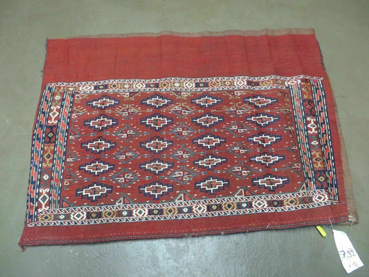 45" X 32" Antique Handmade Bokhara Turkoman Yomud Chuval Wool Rug Soumak NICE - Nuvé