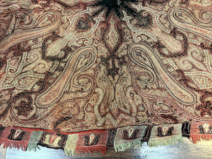 Antique Indian Kashmiri Shawl, Needlework, Signed By Masterweaver, Handmade, Rare - Nuvé