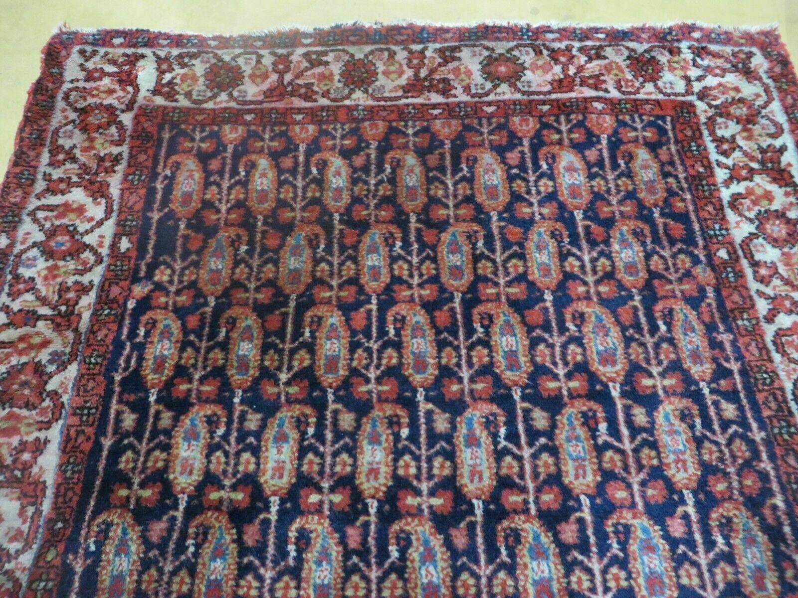 4' X 6' Antique Handmade Turkish Sivas Wool Rug Vegetable Organic Dye Nice Blue - Nuvé