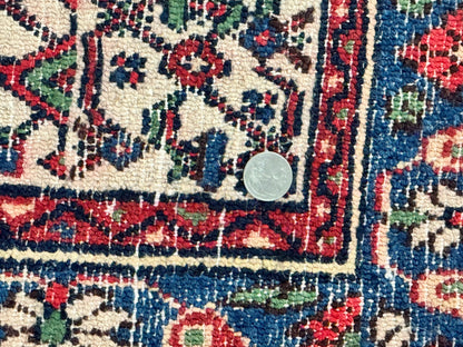 Antique Persian Hamadan Tribal Rug 8x10, Red and Ivory, Medallion Rug, Wool Handmade Carpet - Nuvé