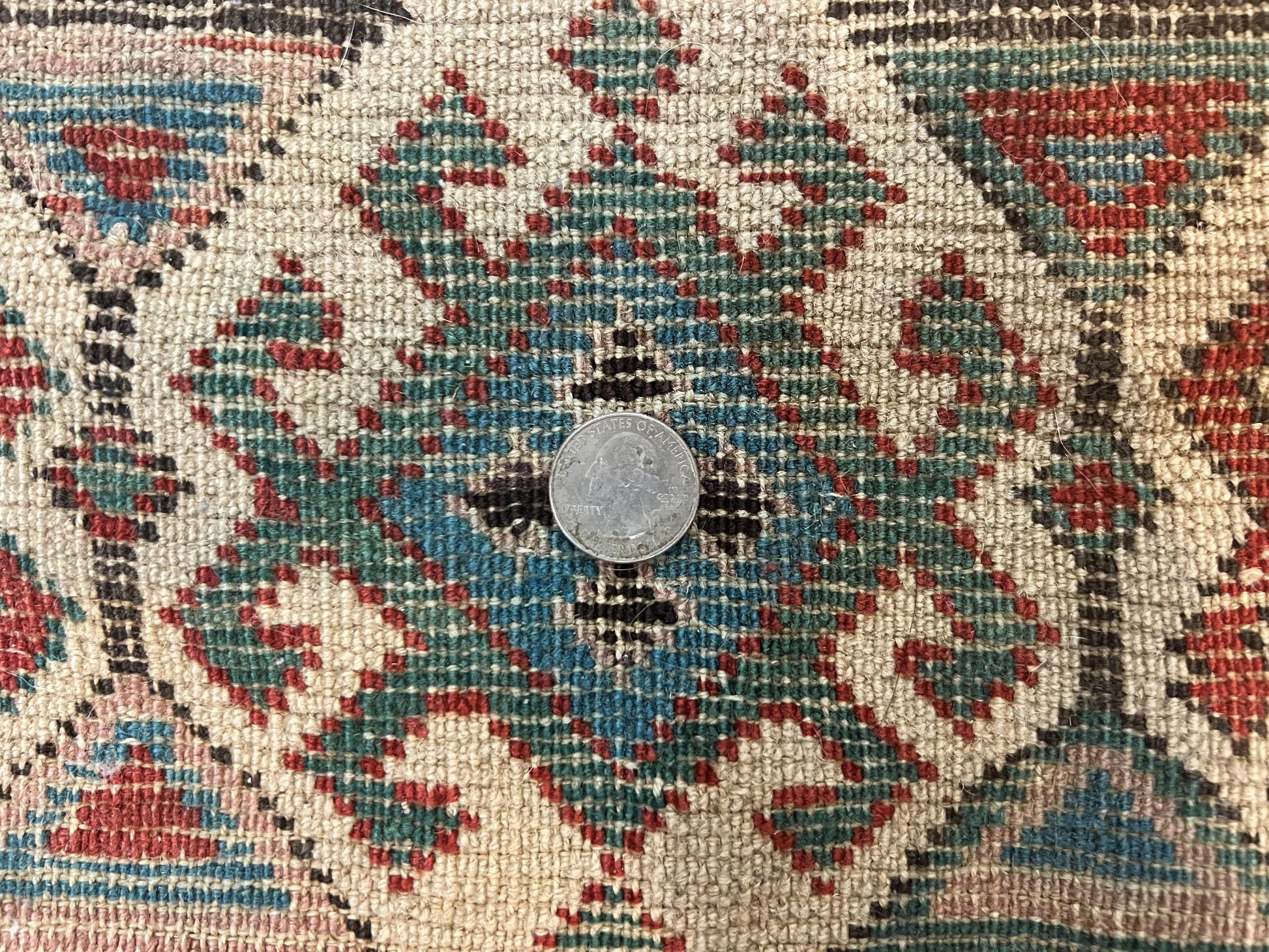 Caucasian Kazak Runner Rug 3.6 x 8, Wool Hand Knotted Antique 1880s Carpet, Ivory & Multicolor Stripes Oriental Runner Rug, Hallway Rug - Nuvé