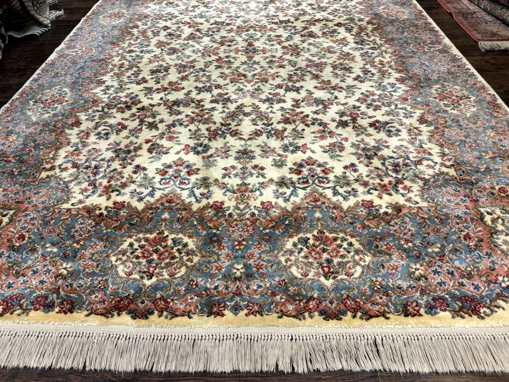8.8 x 12 Karastan Rug #788 Ivory Kirman, Wool Vintage Original 700 Series - Nuvé