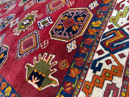 Hand-Knotted Persian Meshgin Wool Rug – 5’ x 11’ – Vintage Tribal Masterpiece - Nuvé