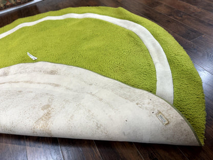 Large Round Rug 9x9, Vintage Retro Design, Lime Green - Nuvé