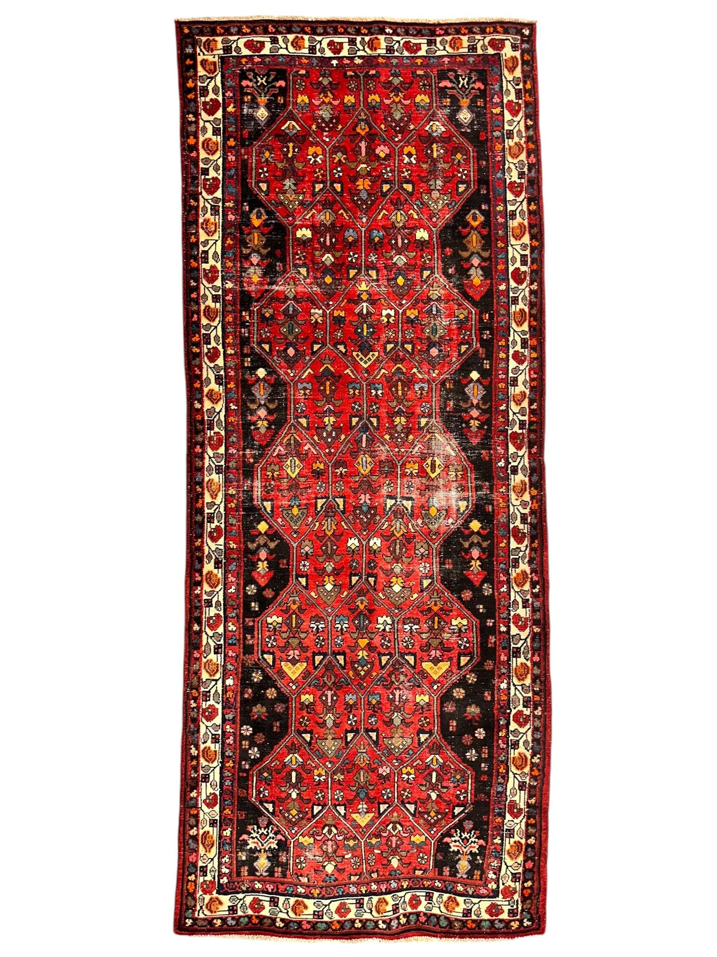 Vintage Persian Hosseinabad Runner Rug - 4’2” x 10’5” - Handwoven Wool, Circa 1950s - Nuvé