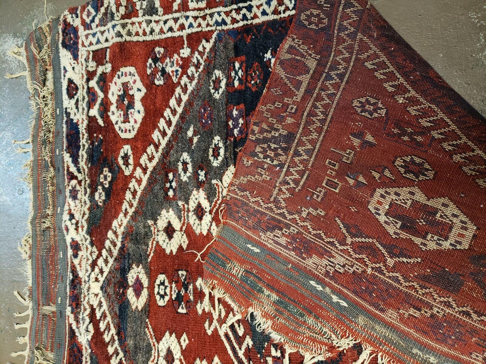 4' X 4' 4" Antique Handmade Turkish Oriental Bergema Wool Veg Dyes Tribal Collectible Rug - Nuvé