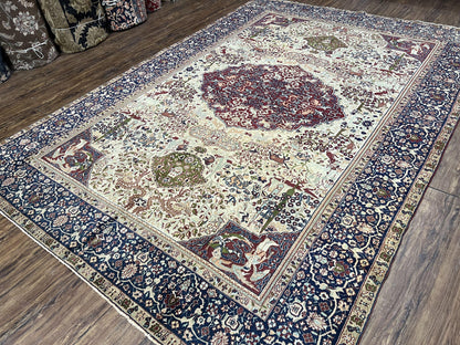 Rare Antique Indian Agra Rug, Early 20th Century Indian Carpet, Animal and Angel Motifs, Hunting Scene, Collectible Oriental Carpet, Wow - Nuvé