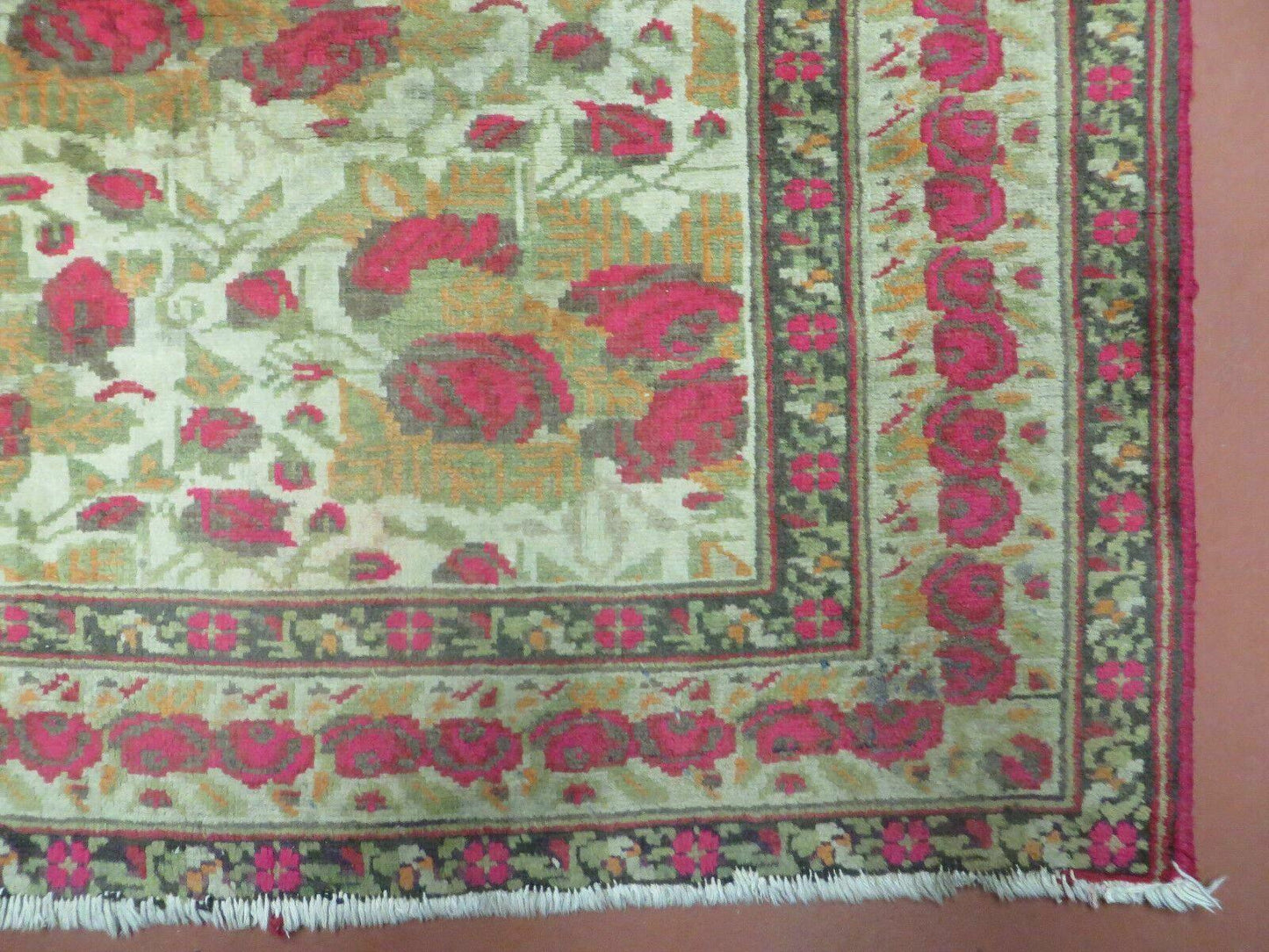 5' X 6' Antique Handmade India Floral Oriental Wool Rug Roses Flowers Traditional Contemporary Design - Nuvé