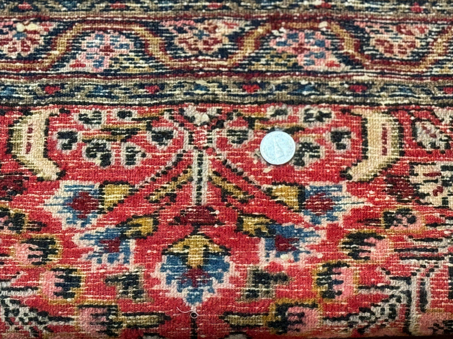 Small Antique Persian Tribal Rug 2x3, Red, Floral, Handmade, Hamadan Rug - Nuvé