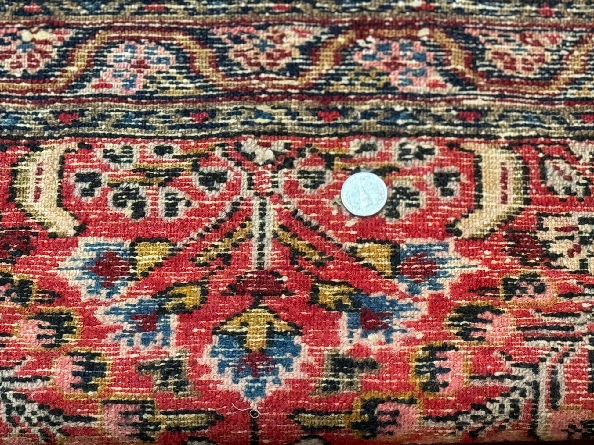 Small Antique Persian Tribal Rug 2x3, Red, Floral, Handmade, Hamadan Rug - Nuvé