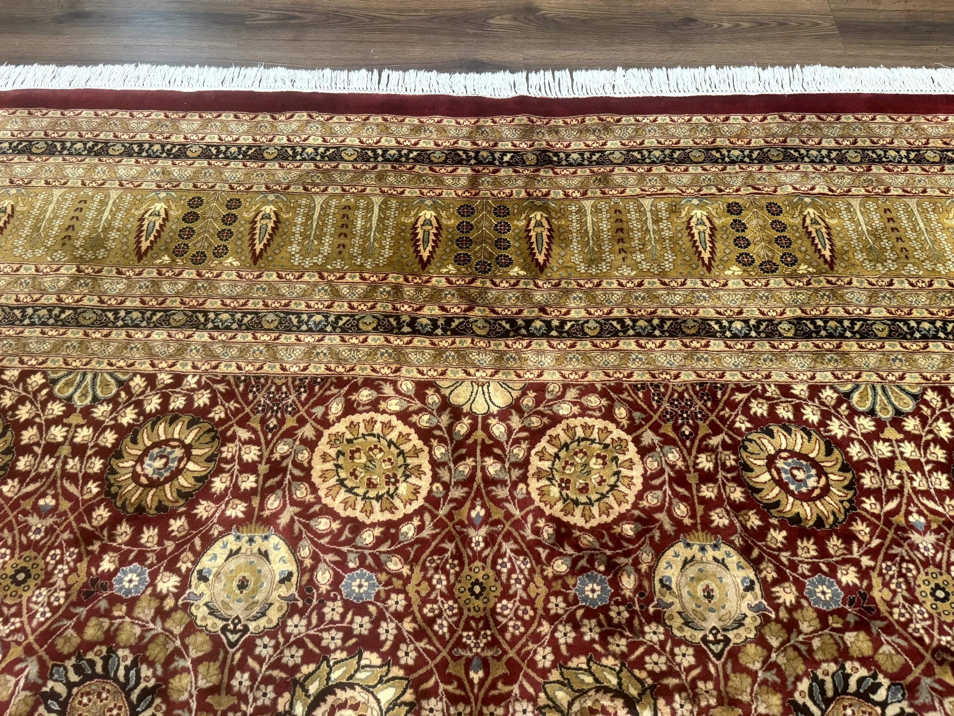 Palace Size Pak Persian Rug 12x15, Brick Red, Allover Pattern, Handmade Oversized Wool Oriental Carpet, Large Area Rug, Fine 225 KPSI - Nuvé