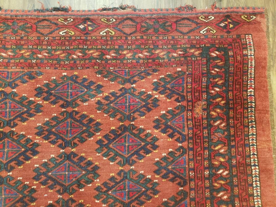 Antique Turkoman Rug 3'4" x 5', Collecticble Yamud Oriental Rug, Seat Pillow Cushion Cover, Tribal Mat, Wool Red Hand-Knotted Mafresh Carpet - Nuvé
