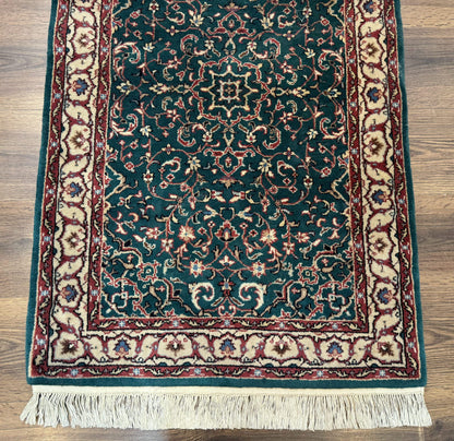 Dark Green Indo Persian Rug 2.5 x 4, Hand Knotted Wool Small Oriental Carpet - Nuvé