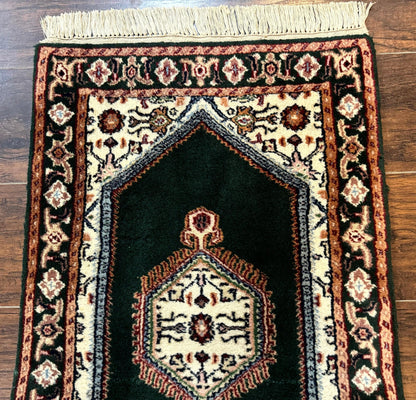 Small Indo Persian Dark Green Rug 2x3, Geometric Semi Open Field - Nuvé