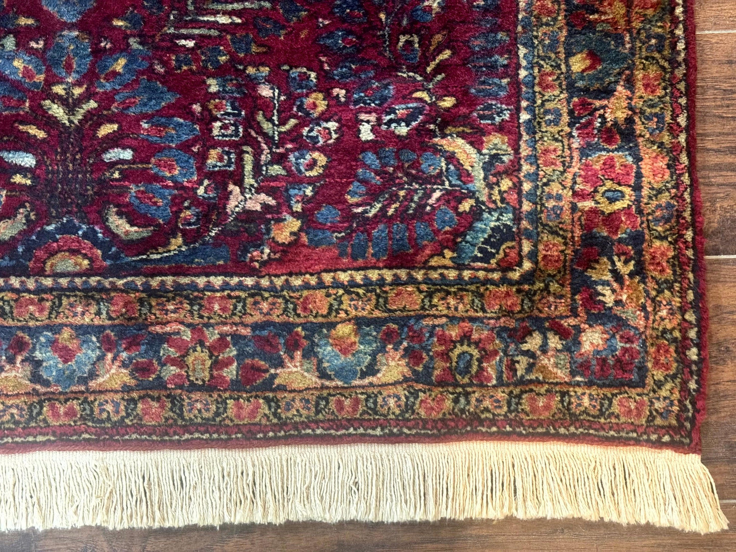 Antique Persian Sarouk Rug 3.6 x 5, Red, 1920s Persian Carpet - Nuvé