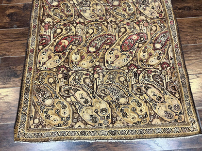 Antique Persian Malayer Runner Rug 3x16, Repeated Boteh Paisley Design, Rare Rug, 1920s Antique Oriental Carpet, Wool Handmade Hand Knotted 3 x 16 ft Rug - Nuvé