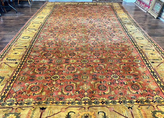 Large Turkish Rug 10x17, Oversized Palace Sized Vintage Handmade Oriental Carpet, Wool Oushak Rug, Light Red - Nuvé