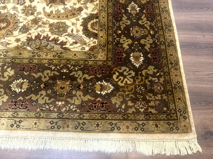 Indo Persian Mahal Rug 8x10, Floral Traditional Wool Oriental Carpet - Nuvé