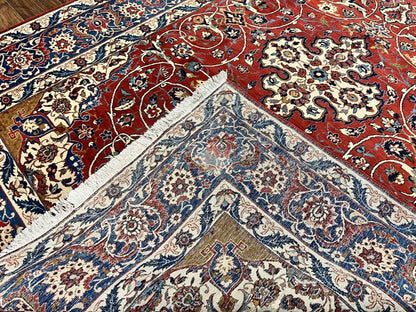 Red Persian Isfahan Rug 7x10 - Antique, Floral Medallion - Nuvé