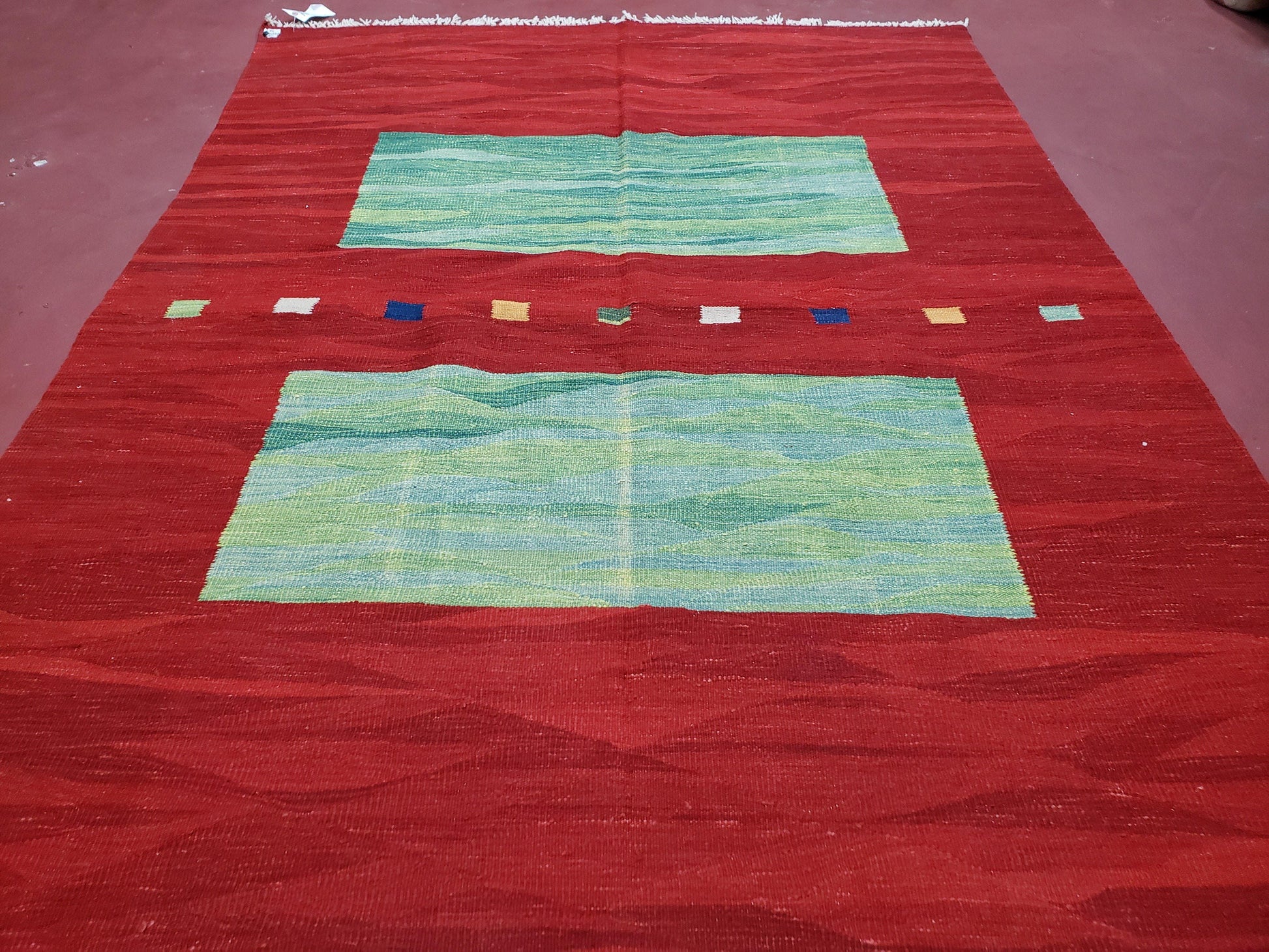 Red Turkish Kilim Rug, 5x7 - 6x8 Rugs, Red and Green Kilim Carpet, Kilim Area Rugs, Flatweave No Pile Rug, New Turkish Rug, Handmade Kilim - Nuvé