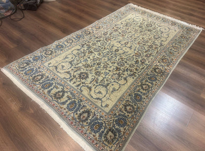 Persian Kashan Rug, Unique Colors, 225 KPSI, Light Green and Light Blue - Nuvé